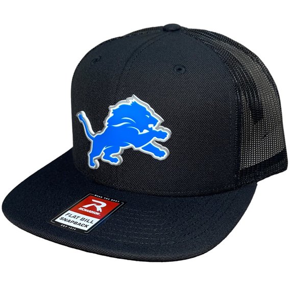 Detroit Lions 3D PVC Patch Flat Bill Hat- Black - Picture 2 of 4